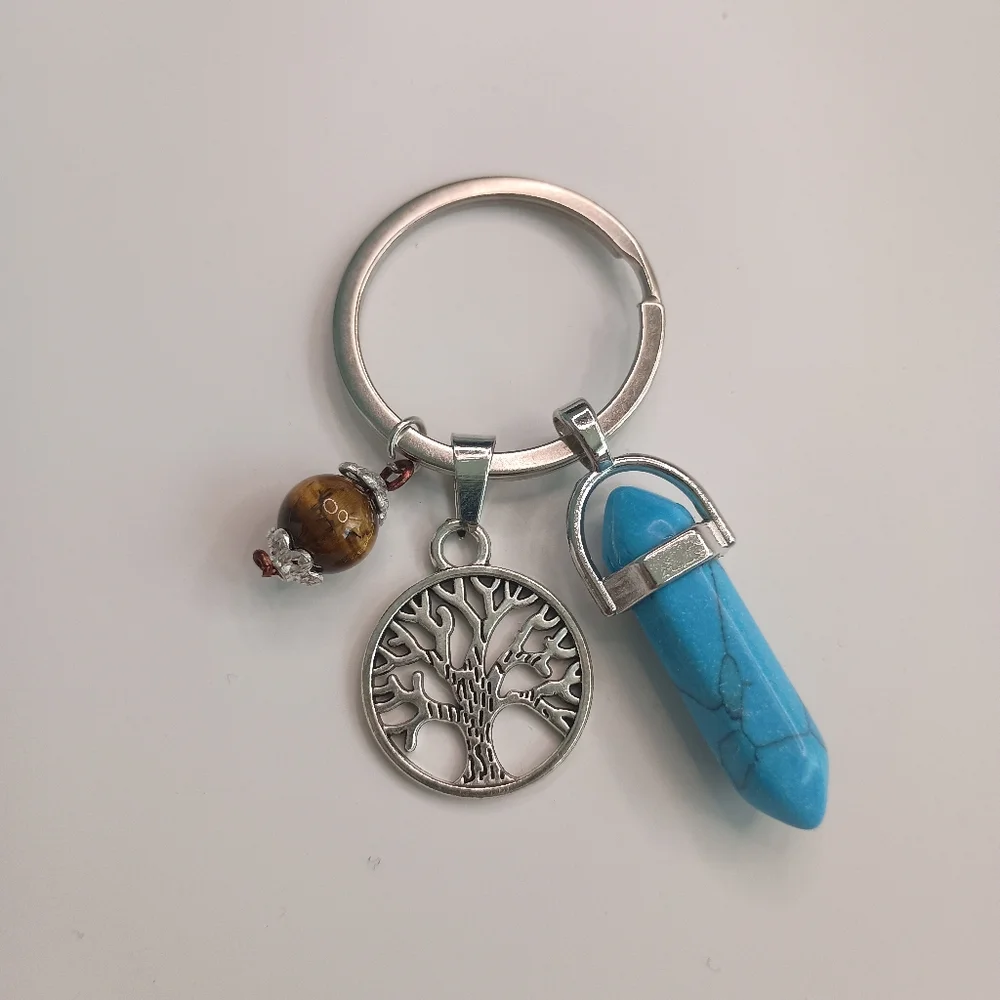 🎉 4 Items/$15 🎉 Point Pendant Keychain with Tree of Life Charm& Accent Bead